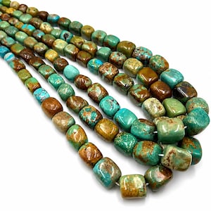 Natural Graduated Turquoise Irregular Rectangle Cube Beads Size 5-10mm 16'' Strd