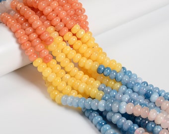Bright Rainbow Color Multi Gemstone Smooth Rondelle Beads Size 5x8mm 15.5'' Strand