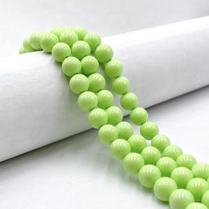 Neon Lime Green Chalk Turquoise Smooth Round Beads Size 10mm 16'' Strand