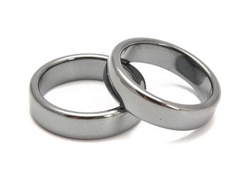 Natural Hematite Band Ring Basic Ring for Men and Women Flat Ring Sold 1 Piece