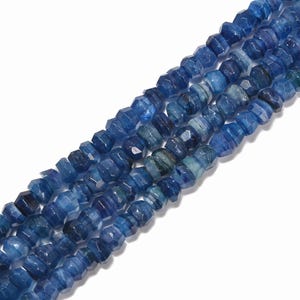 Dark Blue Kyanite Irregular Faceted Rondelle Size 4x6mm 4x7mm 15.5&#39;&#39; Strand