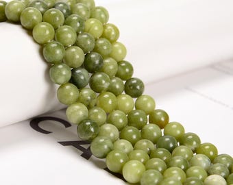Natural Chinese Green Jade Smooth Round Beads 4mm 6mm 8mm 10mm 15.5'' Strand
