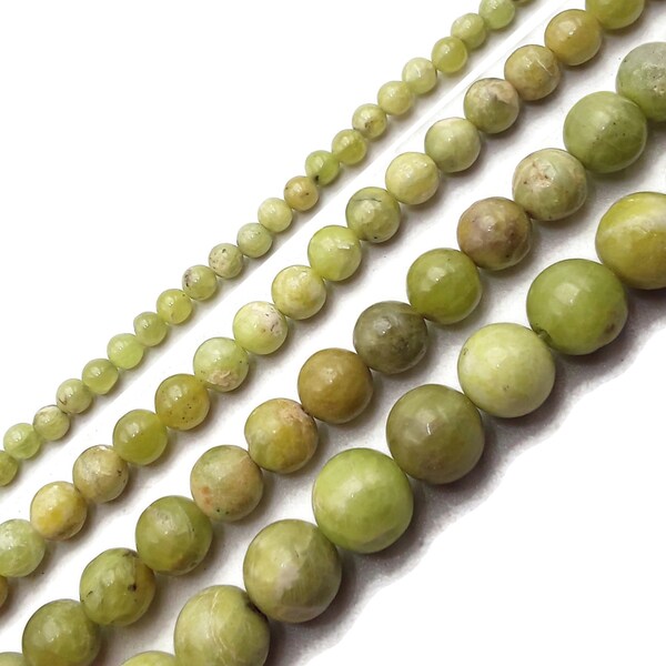 Tumbled Peridot Smooth Round Beads 4mm 6mm 8mm 10mm 15.5" Strand