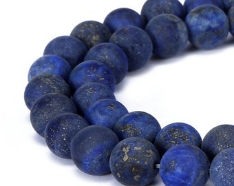 2.0mm Hole Lapis Lazuli Matte Round Beads 6mm 8mm 10mm 15.5" Strand