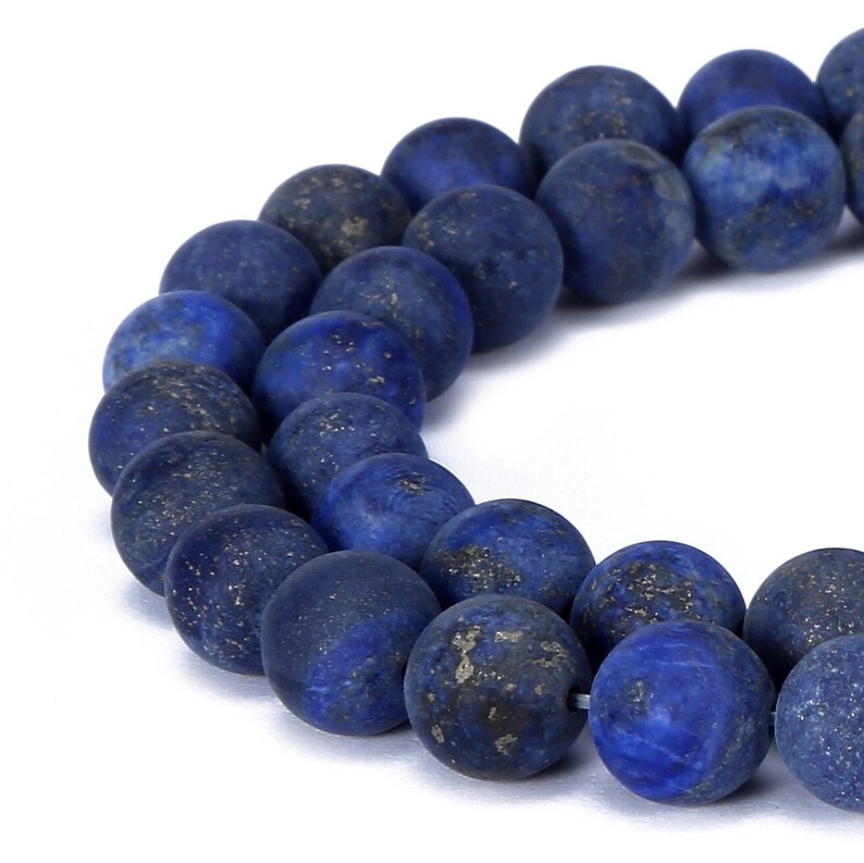 2.0mm Hole Lapis Lazuli Matte Round Beads 6mm 8mm 10mm 15.5 Strand image 1