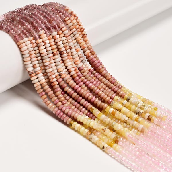 16 Multi-color Gemstone Smooth Rondelle Beads Size 2x4mm 15.5" Strand