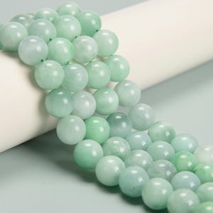 Natural Green Jadeite Jade Smooth Round Beads 4mm 6mm 8mm 10mm 12mm 15.5&quot; Strand