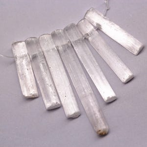 Natural Selenite Graduated Slice Stick Points Beads 30-50mm 7 Pcs/Set