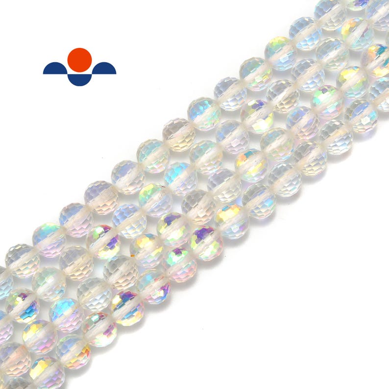 Rainbow Clear AB K9 Crystal Glass Faceted Round Beads 6mm 8mm 10mm 15.5" Strand image 1