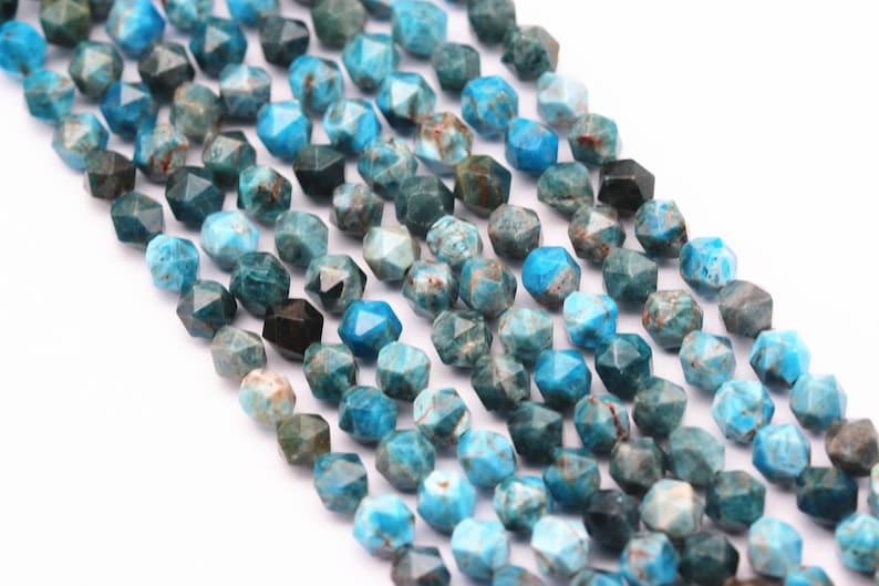 Apatite Faceted Star Cut Beads 8mm 15.5 Strand