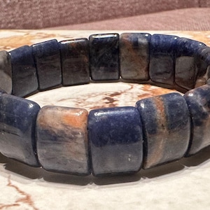 Orange Sodalite Double Drill Bracelet Rectangle Bead Size 11x15mm 7.5&#39;&#39; Length