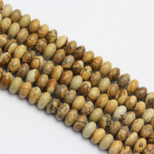 2.0mm Hole Picture Jasper Smooth Rondelle Beads 5x8mm 6x10mm 8 Strand image 3