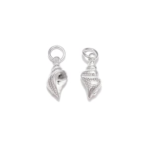 925 Sterling Silver Conch Shell Charm Pendant Size 6x15mm 3pcs per Bag