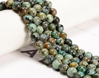 African Turquoise Smooth Round Beads 4mm 6mm 8mm 10mm 12mm 15.5" Strand