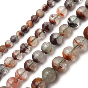 Phantom Garden Quartz Smooth Round Beads 6mm 7mm 8mm 9mm 10mm 11mm 15.5&quot; Strand