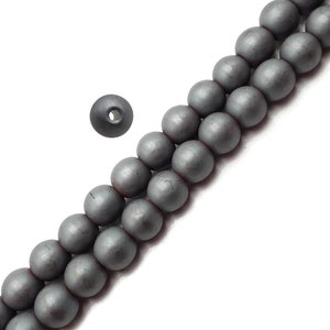 2.0mm Hole Gray Hematite Matte Round Beads Size 8mm 15.5" Strand