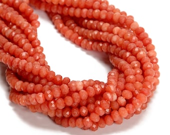 Sunstone Color Dyed Jade Faceted Rondelle Beads Size 4x6mm 15.5'' Strand