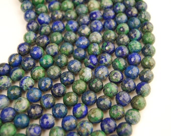 Chrysocolla Faceted Round Beads 6mm 8mm 10mm 15.5" Strand