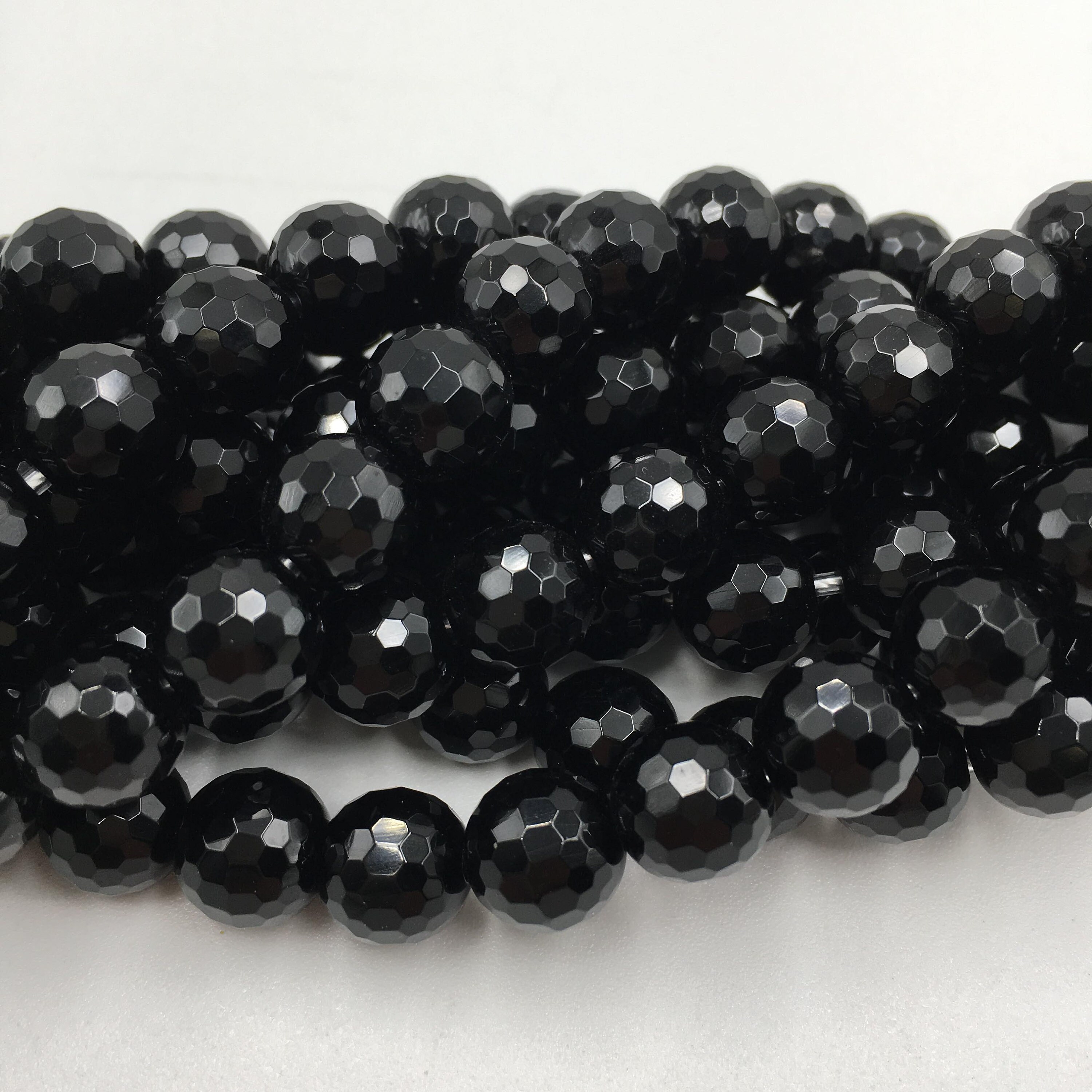 Sold Per Strand 10mm Gemstone Beads Black Onyx Faceted Round Beads Sold Per Strand 10mm Gemstone Beads Black Onyx Faceted Round Beads