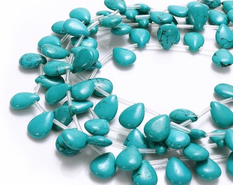 Blue Green Turquoise Top Drilled Teardrop Beads Size 12x16mm 15.5'' Strand