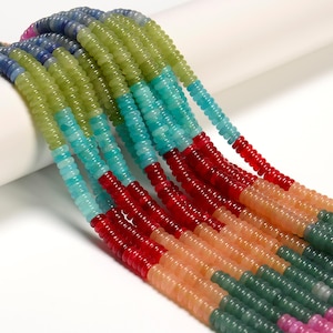 04-Multi-color Gemstone Smooth Rondelle Beads Size 2x6mm 15'' Strand