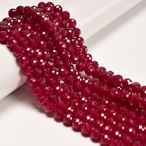 Natural Ruby Faceted Round Beads Size 8mm 15.5'' Strand