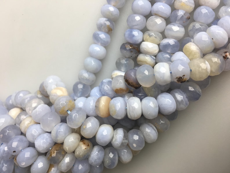 Blue Lace Agate Faceted Rondelle 4x6mm 5x8mm 6x10mm 7x12mm 8x14mm 15.5 Strand