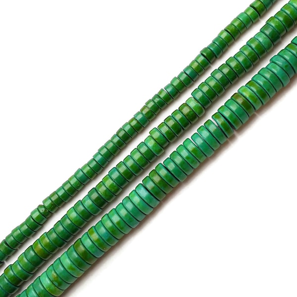 Dark Green Turquoise Heishi Discs Beads 3x8mm 3x10mm 15.5''Strand