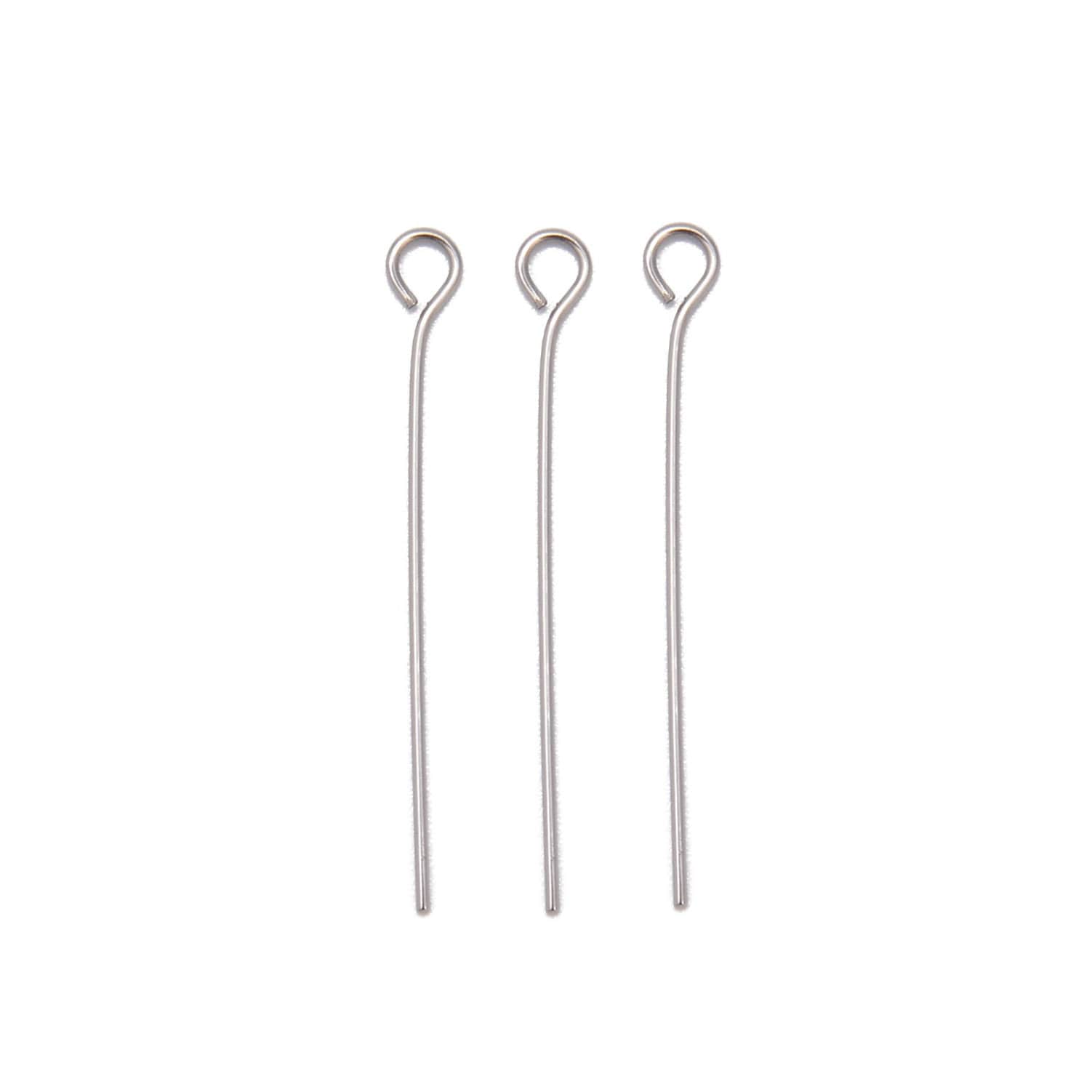 Eye Pins (30mm / 1.18 inches / 100 pcs / Tibetan Silver) Head Pin