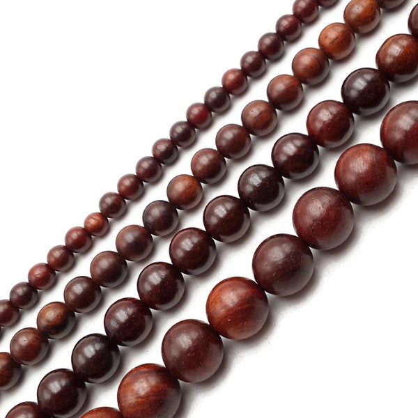 Natural Red Rosewood Sandalwood Smooth Round Beads 6mm 8mm 10mm 12mm 15.5"Strand