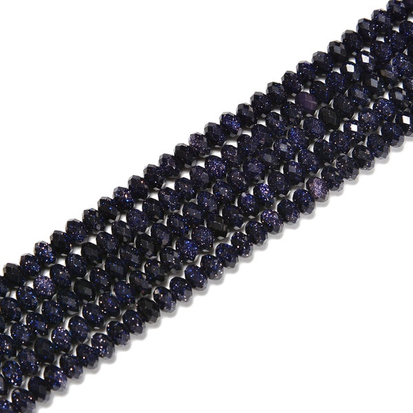 Blue Sandstone Faceted Rondelle Beads Size 3x4mm 15.5'' Strand