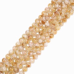 Natural Citrine Smooth Round Beads Size 6mm 8mm 10mm 12mm 15.5&#39;&#39; Strand