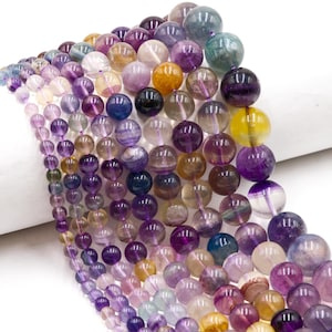 Natural Rainbow Fluorite Smooth Round Beads 4mm 5mm 6mm 7mm 8mm 10mm 15.5"Strand