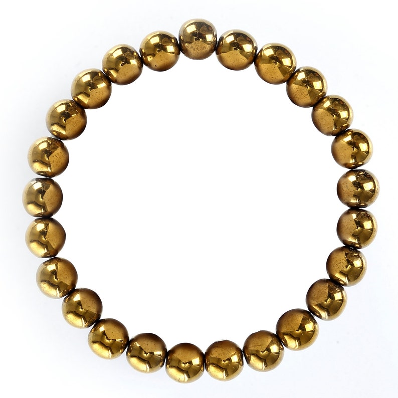 Gold Hematite Bracelet Smooth Round Size 10mm 8mm 7.5 | Etsy