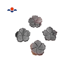 Hand Carved MOP Shell Pearl Flower Pendant Dark Brown 35-40mm Sold Per Piece