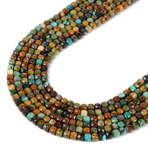 Natural Turquoise Faceted Cube cut Beads Grade AAA square Beads