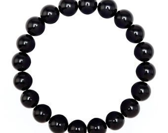 Black Onyx Bracelet Smooth Round Size 8mm 10mm 7.5&quot; Length