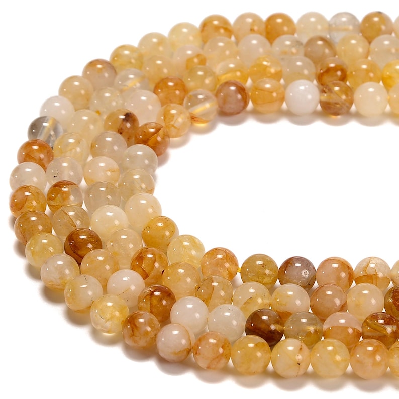 Natural Golden Healer Quartz Smooth Round Beads Size 6mm 8mm 10mm 14.5'' Strand image 2