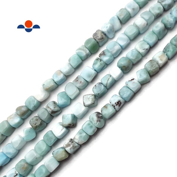 Natural Larimar Irregular Pebble Cube Nugget Beads 4-5mm 15.5" Strand