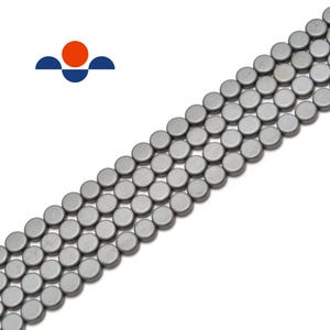 Gray Hematite Matte Flat Coin Beads 10mm 15.5&quot; Strand