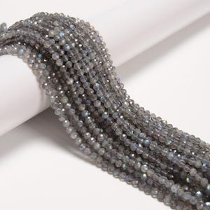 Natural Labradorite Faceted Round Beads Size 2mm 3mm 4mm 5mm 15.5&quot; Strand