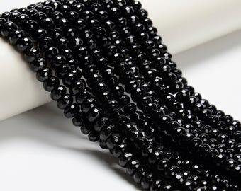 Black Onyx Matte Rondelle Beads – 5x8mm & 6x10mm, 8 Strand Lot, 2.0mm Hole, Unbranded