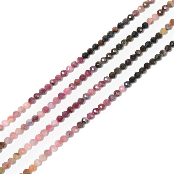 Natural Gradient Tourmaline Faceted Round Beads Size 4-5mm 15.5
