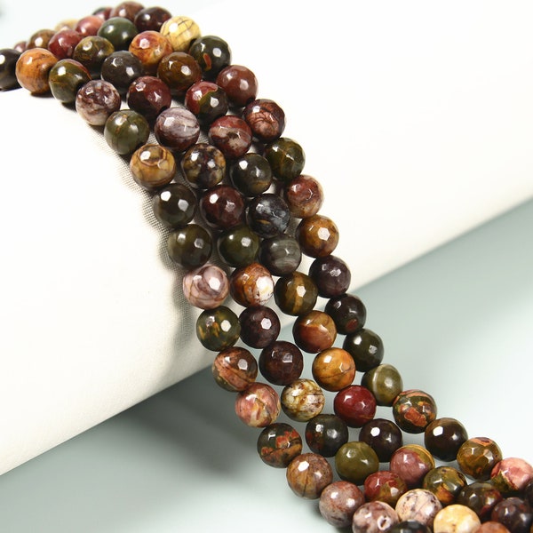 Red Creek Jasper Faceted Round Beads 4mm 6mm 8mm 10mm 12mm 15.5" Strand