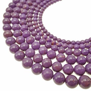 Purple Phosphosiderite Smooth Round Beads 4mm 6mm 7mm 8mm 9mm 10mm 15.5&quot; Strand