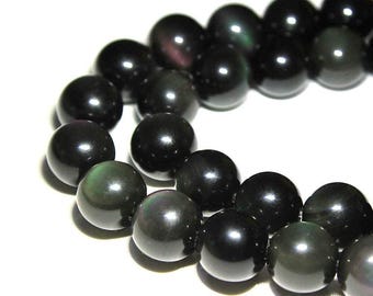Rainbow Obsidian Smooth Round Beads 4mm 6mm 8mm 10mm 12mm 15.5&quot; Strand