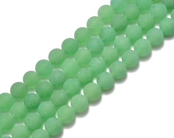 Natural Green Aventurine Matte Round Beads 4mm 6mm 8mm 10mm 12mm 15.5" Strand