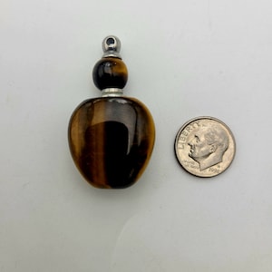 Natural Yellow Tiger Eye Perfume / Oil Bottle Necklace Pendant Size 25x40mm
