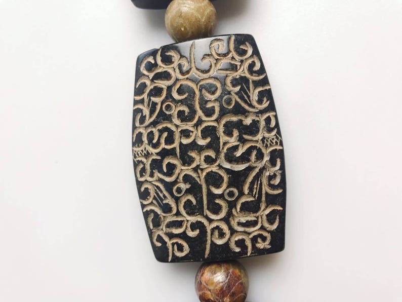 Hand Carved Tibetan Natural Jade Antique Pendant Approx 40x60mm Sold Per Piece