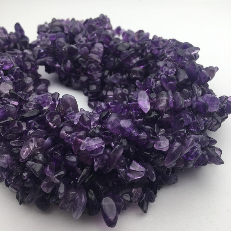 Amethyst Irregular Pebble Nugget Chips Beads Size 7-8mm 34 Strand image 6